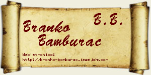 Branko Bamburać vizit kartica